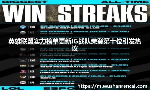 英雄联盟实力榜单更新IG战队荣登第十位引发热议